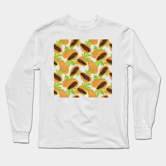 Papaya pattern Long Sleeve T-Shirt by Juliana Costa